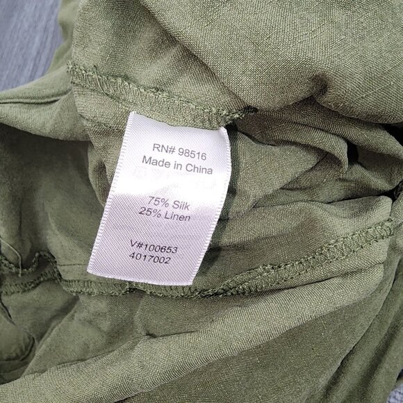 Women's Coldwater Creek Natural Fit Green Silk Linen Pants Wide Leg Medium 10/12 - Picture 5 of 6